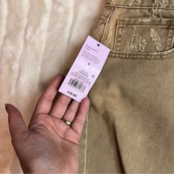 NWT Wild Fable Sz 6 Dusty Gold Button Fly Denim Cut-Off High Waist Jean Shorts - Picture 10 of 12